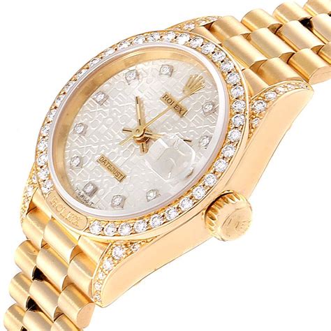 gold womens rolex watch with diamonds